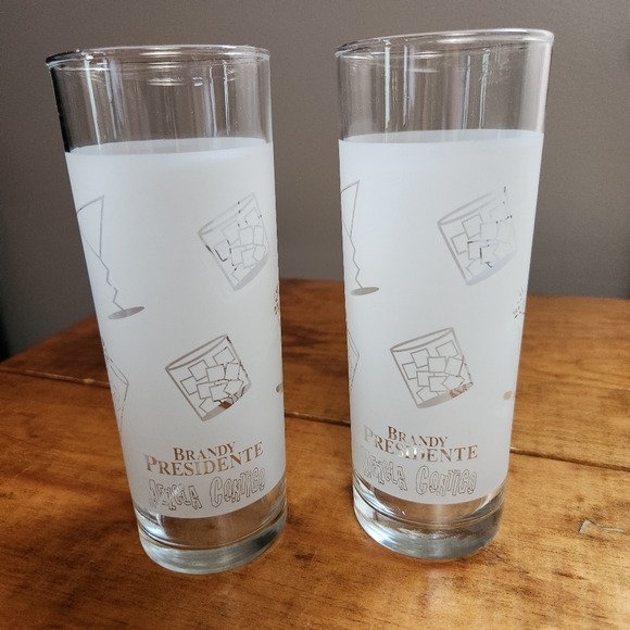Set Of 2 Brandy Presidente Mezcia Contigo Frosted Bar Glasses - Picture 1 of 10